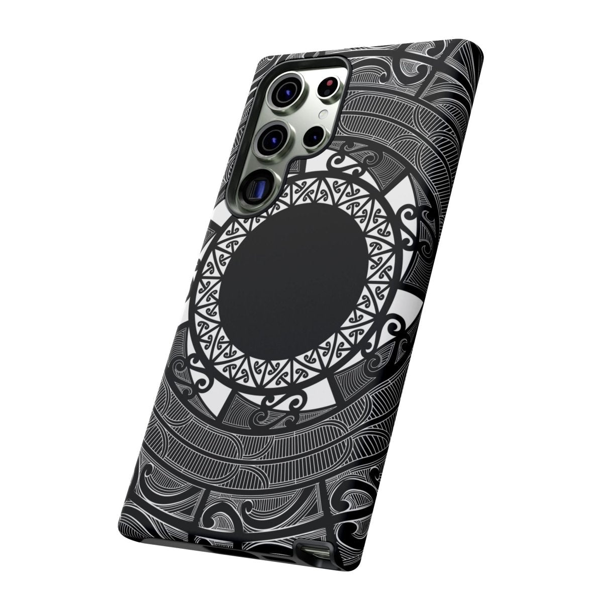 Glossy Samsung Tough Phone Case by WOYC featuring Māori design for Galaxy S25 in AU/NZ/USA markets.