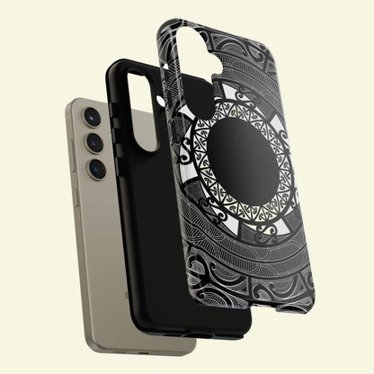 Glossy Samsung Tough Phone Case by WOYC featuring Māori design for Galaxy S25 in AU/NZ/USA markets.