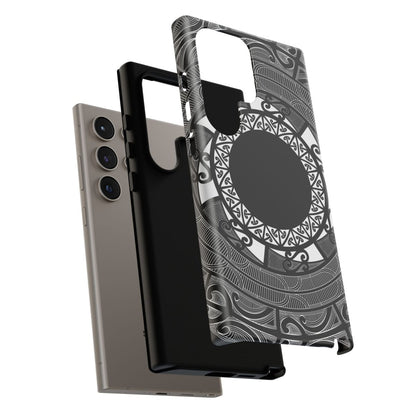 WOYC Samsung tough phone case featuring Māori design, tailored for Galaxy S25, showcasing durability and style.