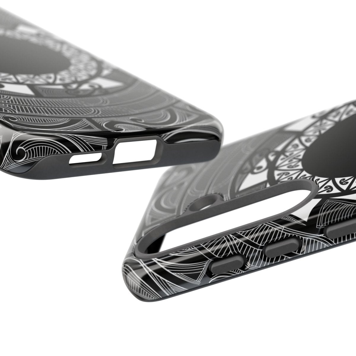 Glossy Samsung Tough Phone Case by WOYC featuring Māori design for Galaxy S25, ideal for AU, NZ, and USA markets.