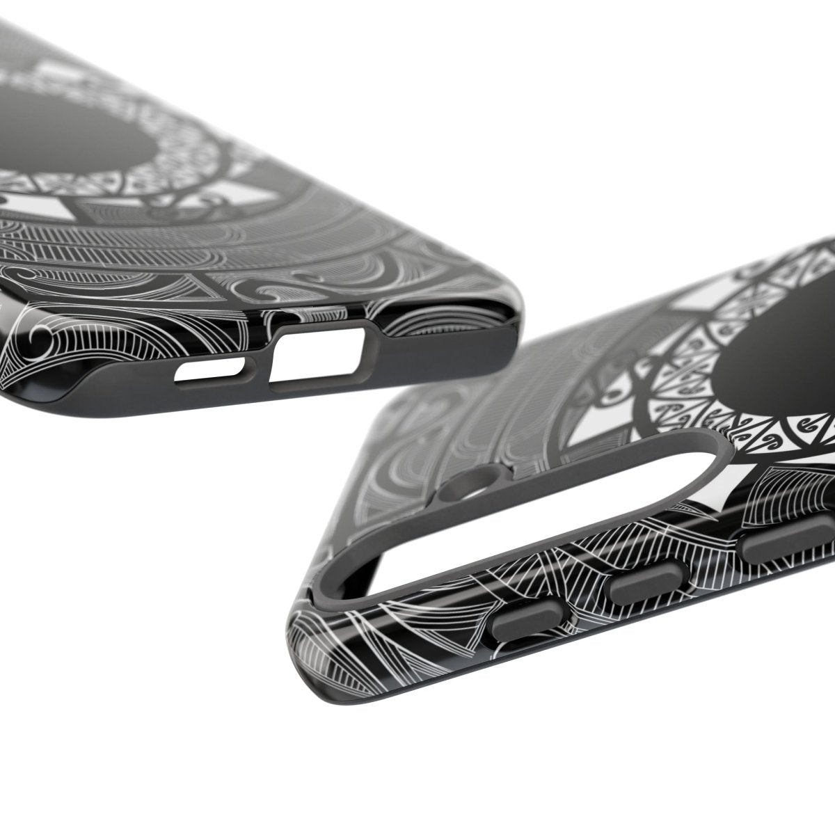 Samsung Tough Phone Case by WOYC in Māori design, showcasing durability and style for Galaxy S25.