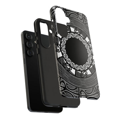 WOYC Samsung Tough Phone Case featuring Māori design for Galaxy S25, showcasing durable protection and unique artwork.