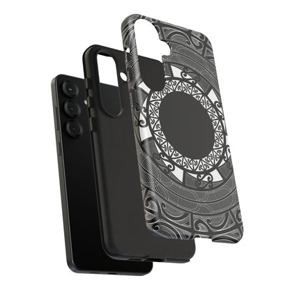 WOYC Samsung Tough Phone Case featuring Māori design for Galaxy S25, showcasing durability and style.