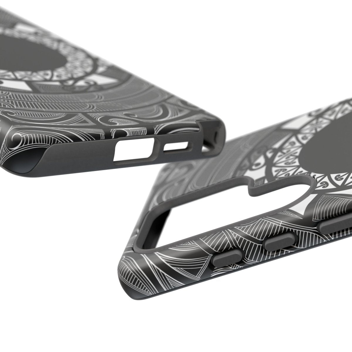 Samsung Galaxy S25 tough phone case by WOYC featuring a Māori design, showcasing durability and style.