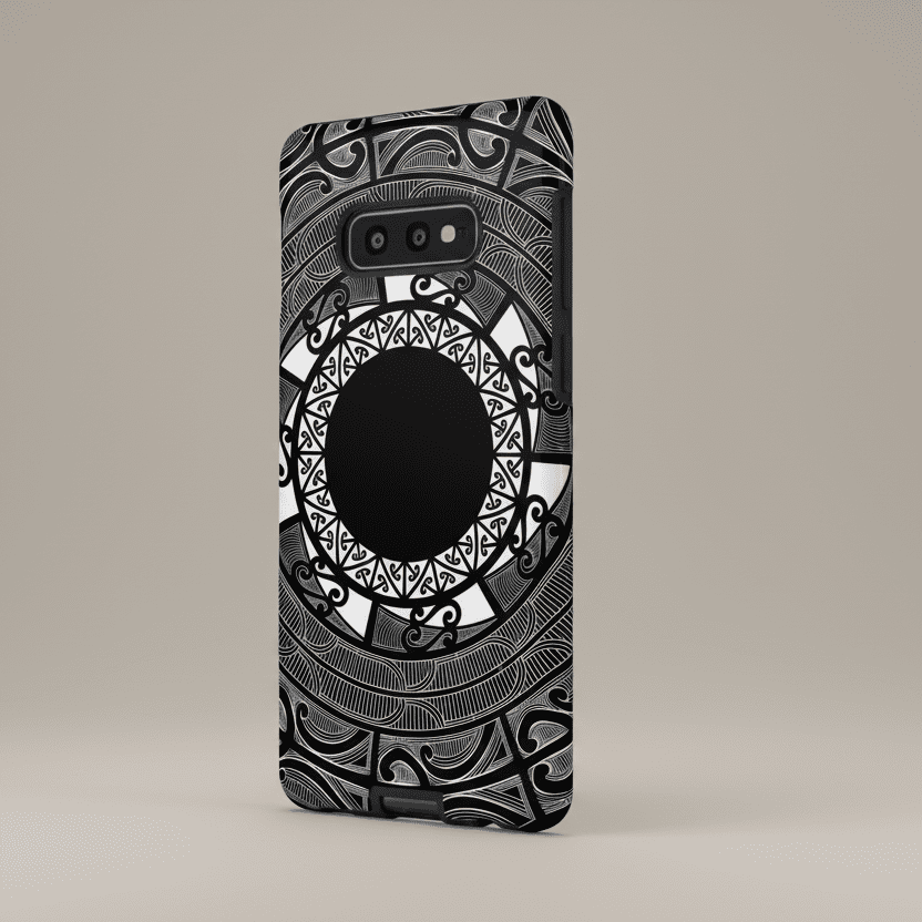 WOYC tough phone case for Samsung Galaxy S25 featuring a Māori design, showcasing durability and style.